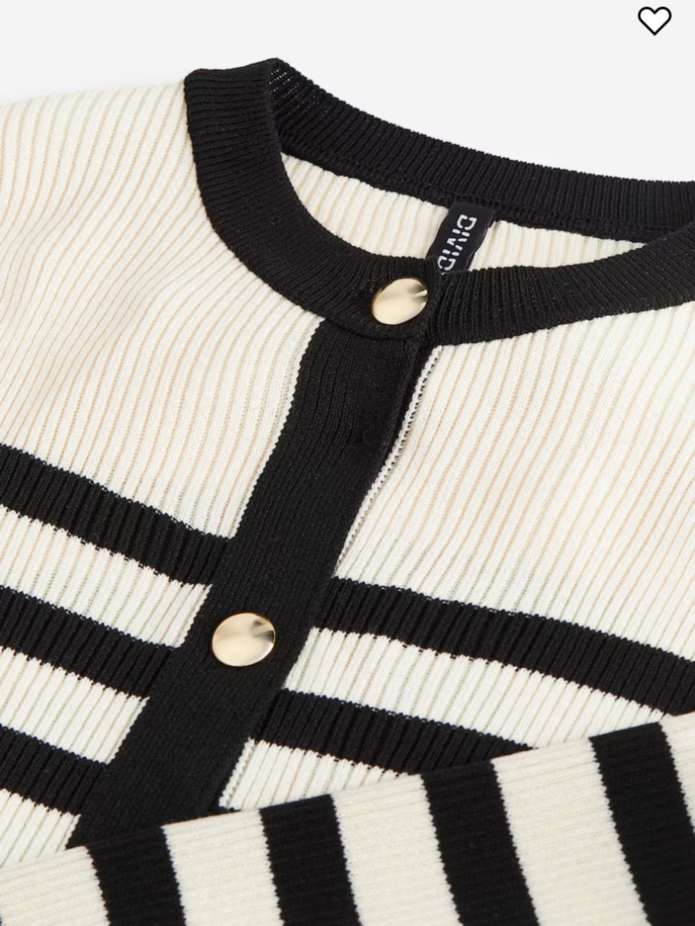 H&M Cream and Black ribbed striped button front cardigan small - Picture 4 of 9